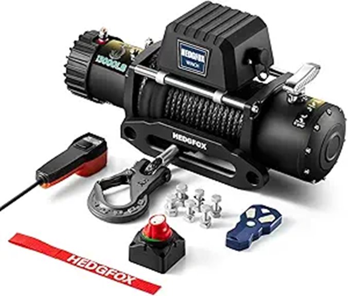 12V 13000lb Waterproof Synthetic Rope Winch