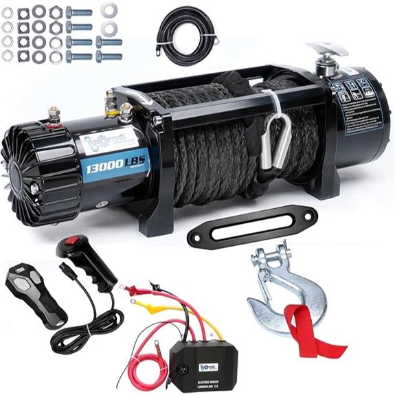 Electric Winch 13000 lbs with Remote and Synthetic Rope