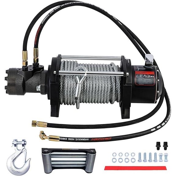 CXRCY Hydraulic Winch 15000LBS Steel Cable BMR80 Motor