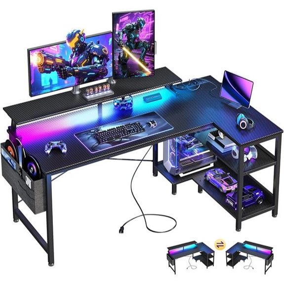 ODK 48-Inch Gaming Desk with LED & USB Ports