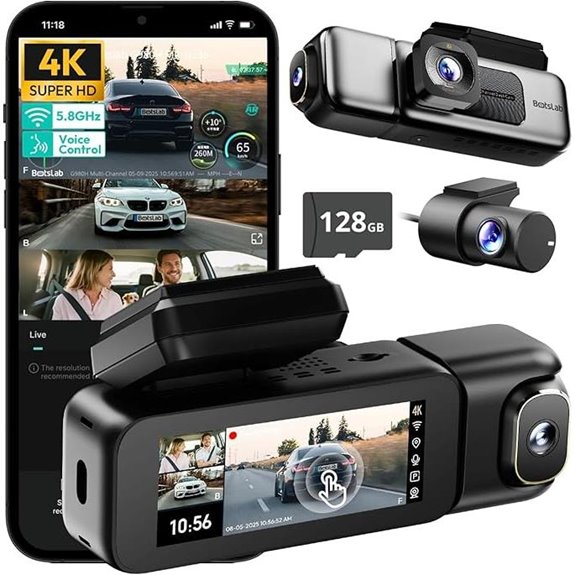 BOTSLAB 3-Channel 4K Dash Cam with 128GB WiFi