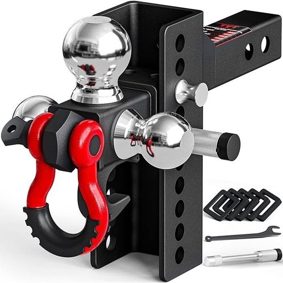 TYT Adjustable Trailer Hitch with Tow Hook and Balls