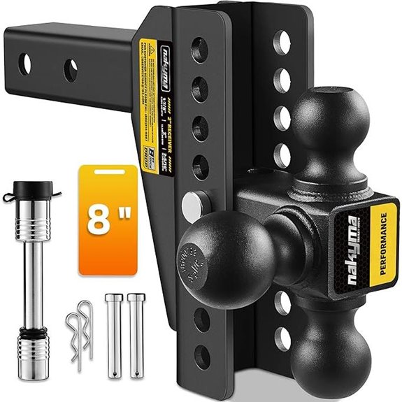Adjustable Drop Hitch with Tri-Ball and Lock