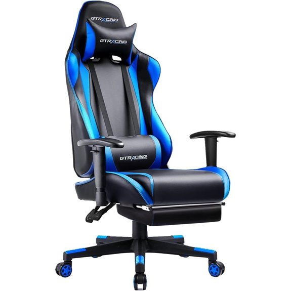 GTRACING Gaming Chair with Footrest Blue
