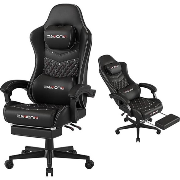 Gaming Chair with Footrest and Back Support