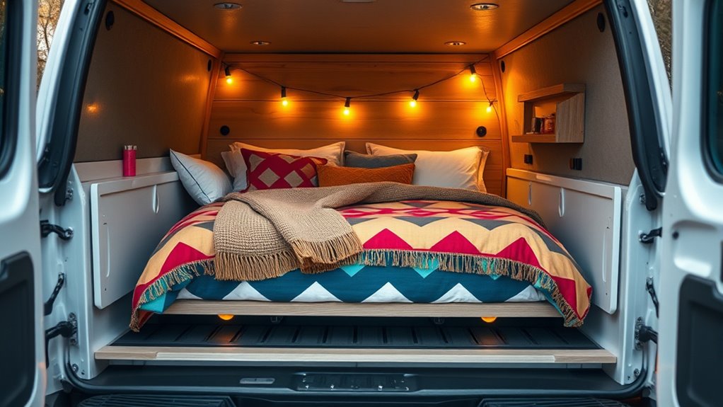 custom truck bed sleeping setup