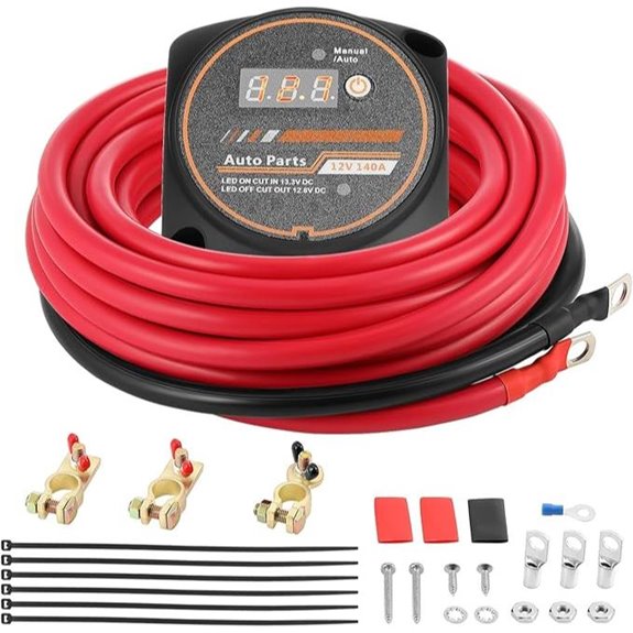 Dual Battery Isolator Kit with 140A Voltage Sensitive Relay