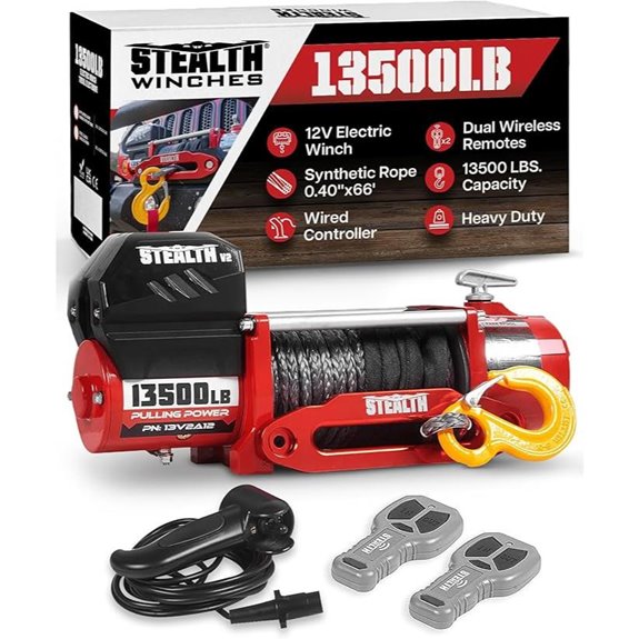 Stealth 13500lb Electric Truck Winch with Wireless Remotes