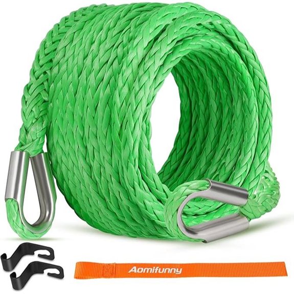 Synthetic Winch Rope Extension (3/8Inch x 50Ft Green)
