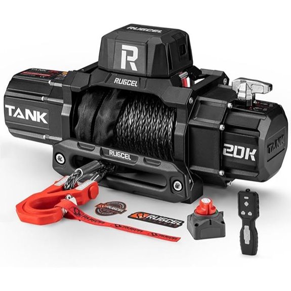 RUGCEL 20000lb Waterproof Electric Synthetic Rope Winch