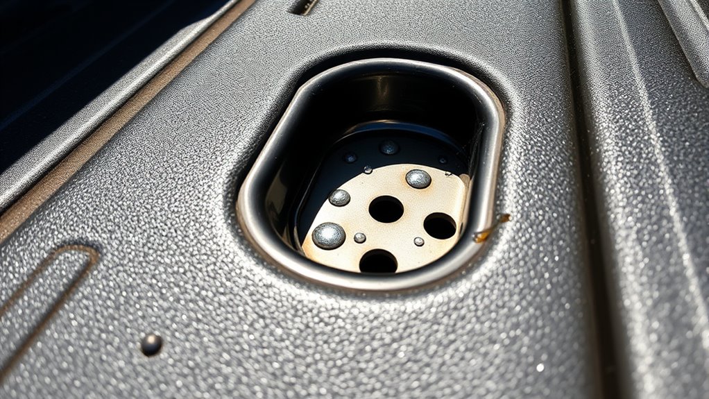 hidden drain holes prevent rust