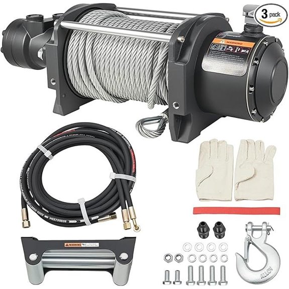 Hydraulic Winch with Steel Cable 15,000 LBS Capacity Capacity