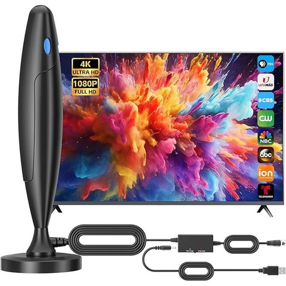 Indoor Digital TV Antenna with Amplifier and Strong Base