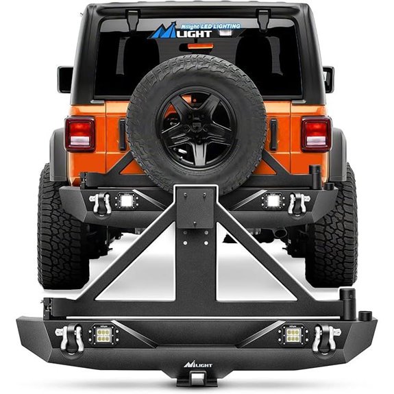 Nilight Rear Bumper & Spare Tire Rack for Jeep JK