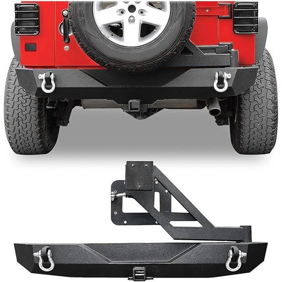 LEDKINGDOMUS Rear Bumper with Tire Carrier for Jeep Wrangler
