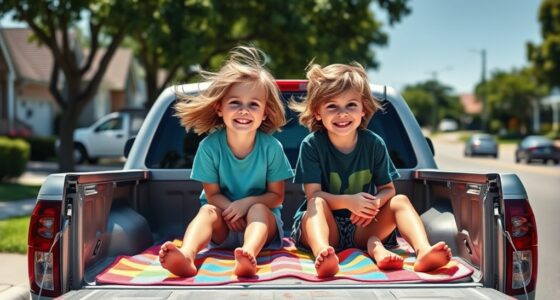 kids riding in truck beds