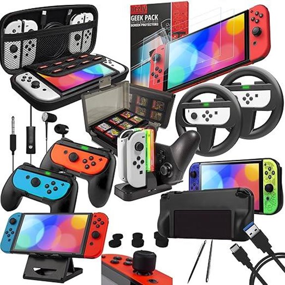 Orzly Nintendo Switch Accessories Bundle (Jet Black)