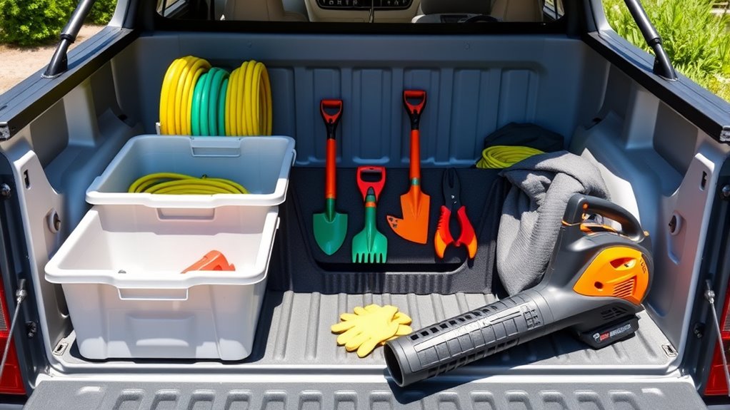 organized yard tool storage
