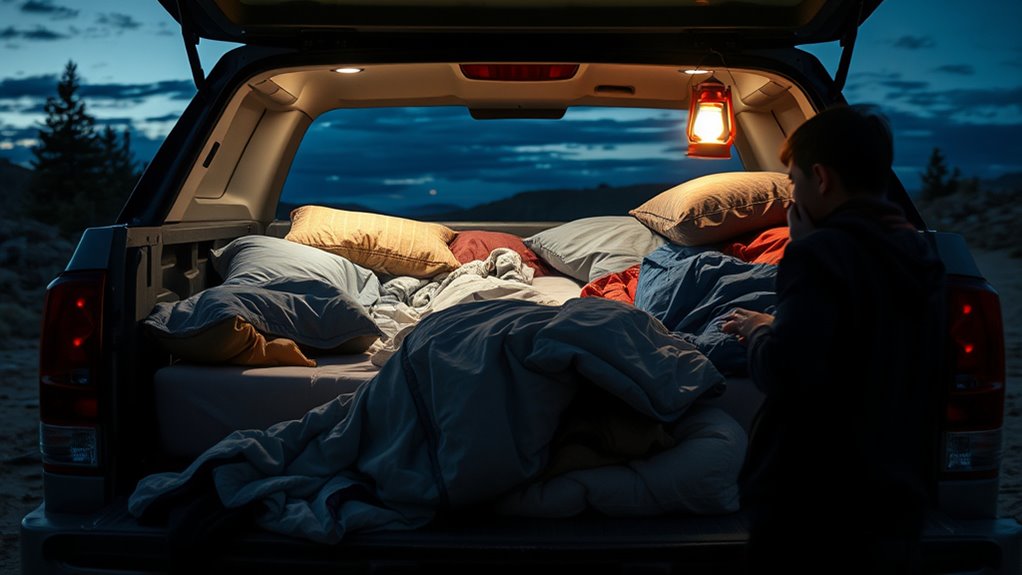 proper truck bed sleeping setup