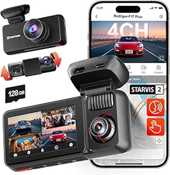 REDTIGER F17 Plus 4-Channel 360° Dash Cam with WiFi