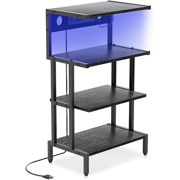 Aquzee 4-Tier Gaming Console Shelf with RGB Lighting