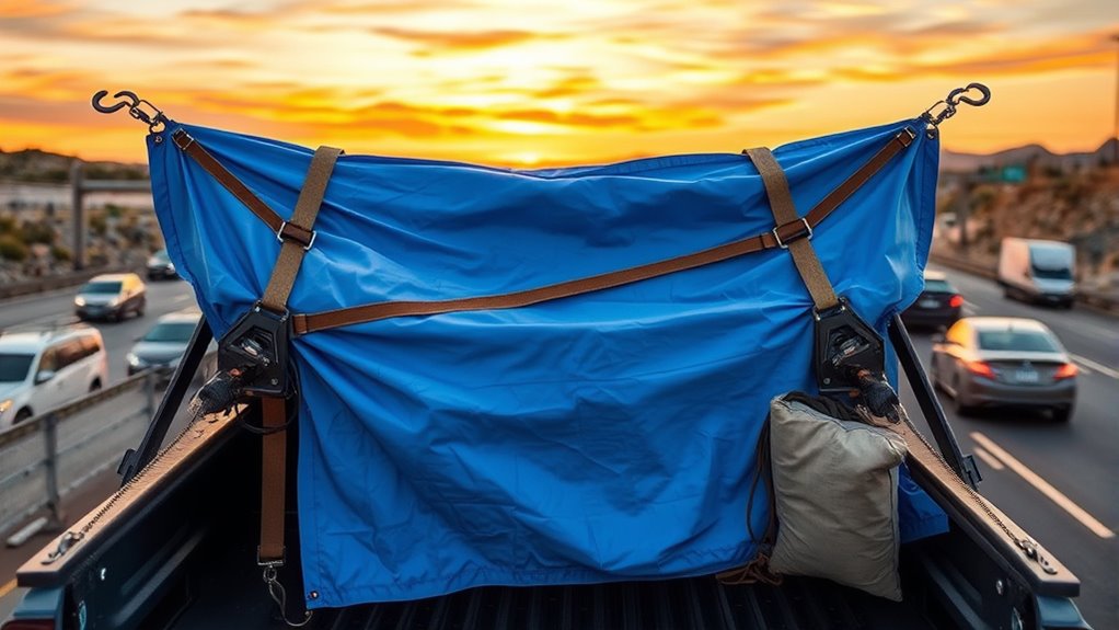secure tarp with weighted fasteners