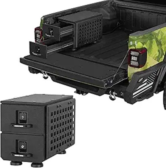 Lockable Weatherproof Truck Bed Toolbox with Dual Drawers