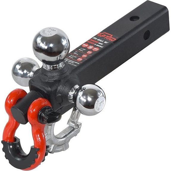TOPTOW Tri-Ball Hitch Mount with Tow Hook