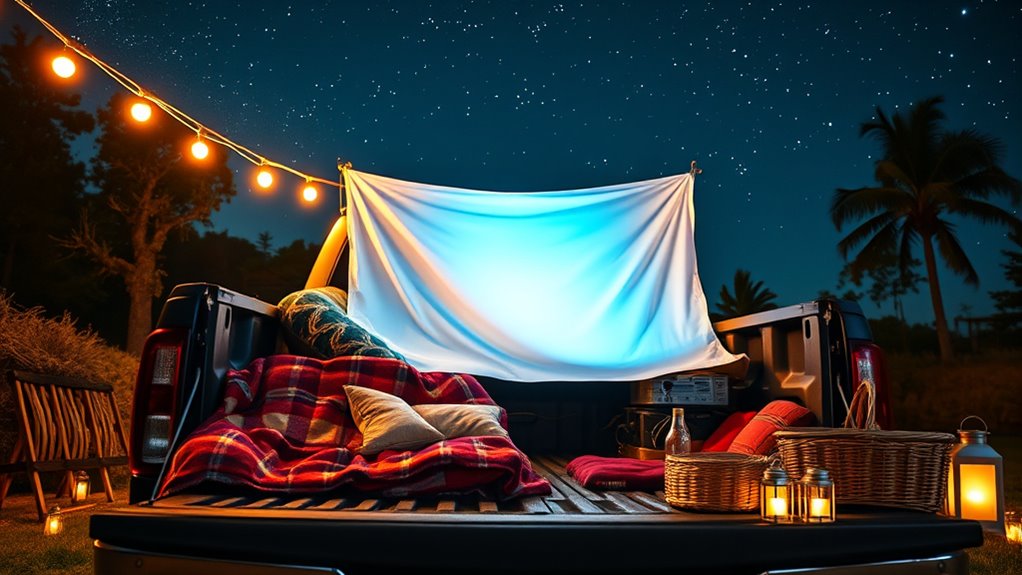 truck bed movie lounge