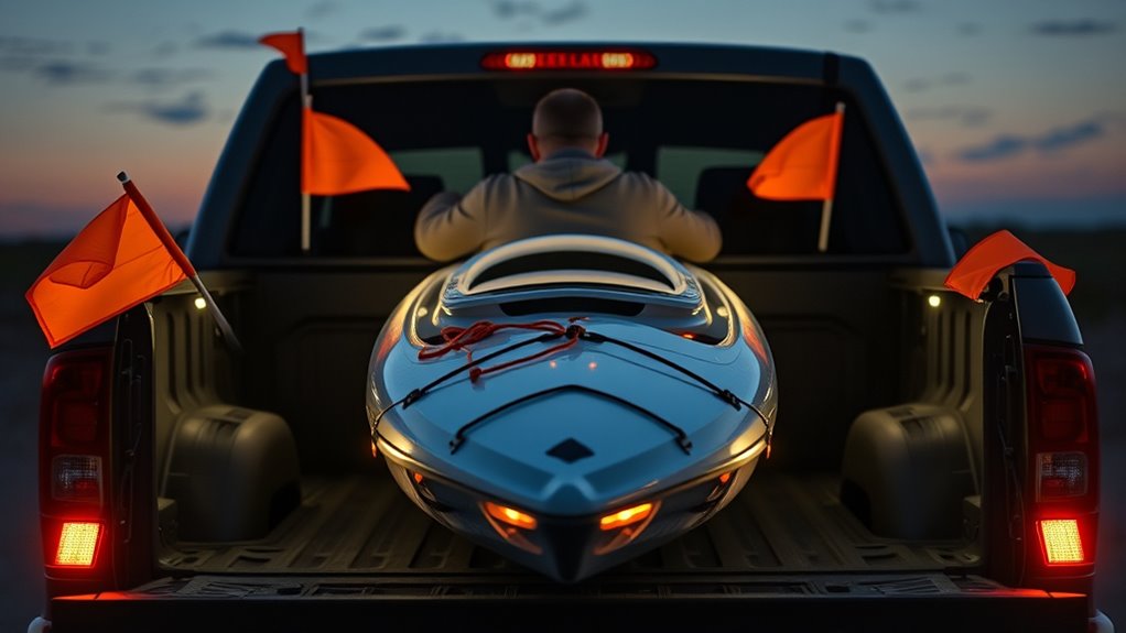 visible flags and lights