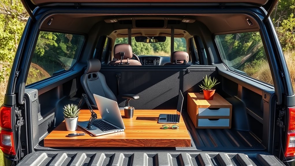 weatherproof truck office setup