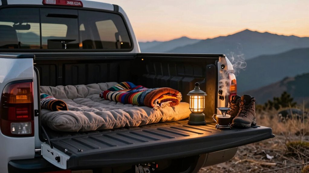 simple truck bed camping