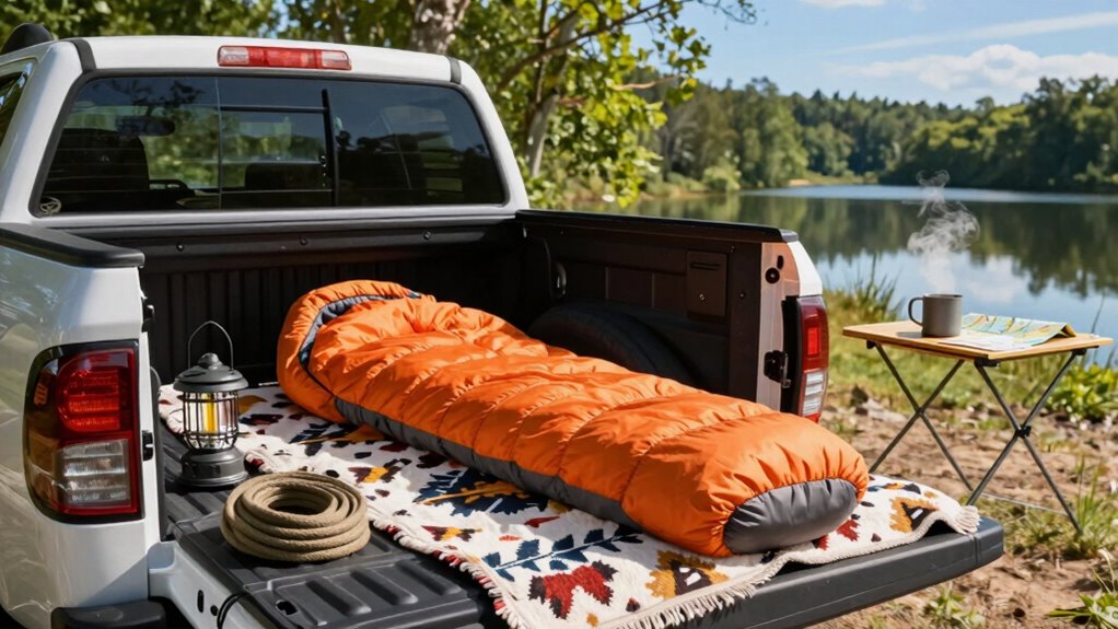 truck bed camping setup