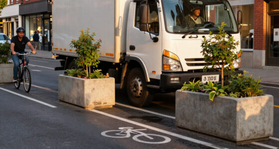 “Disaster” As Lorry Driver Gets Stuck In Cycle Lane Planters… On First Day Of New ‘Rain Garden’